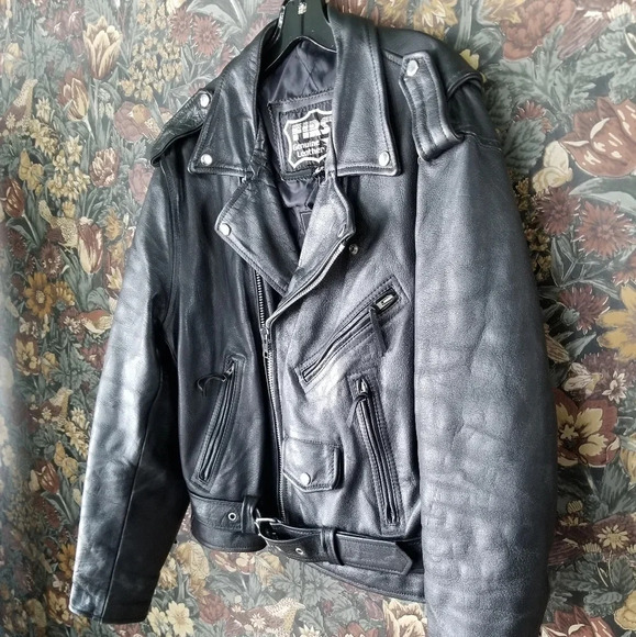 First Genuine Leather 90s Perfecto Jacket — Heavy Hide Metal Hardware True Biker - Picture 3 of 9